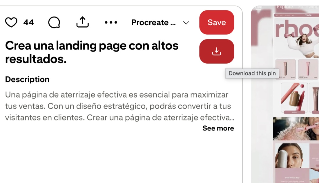 Editing a pin on Pinterest